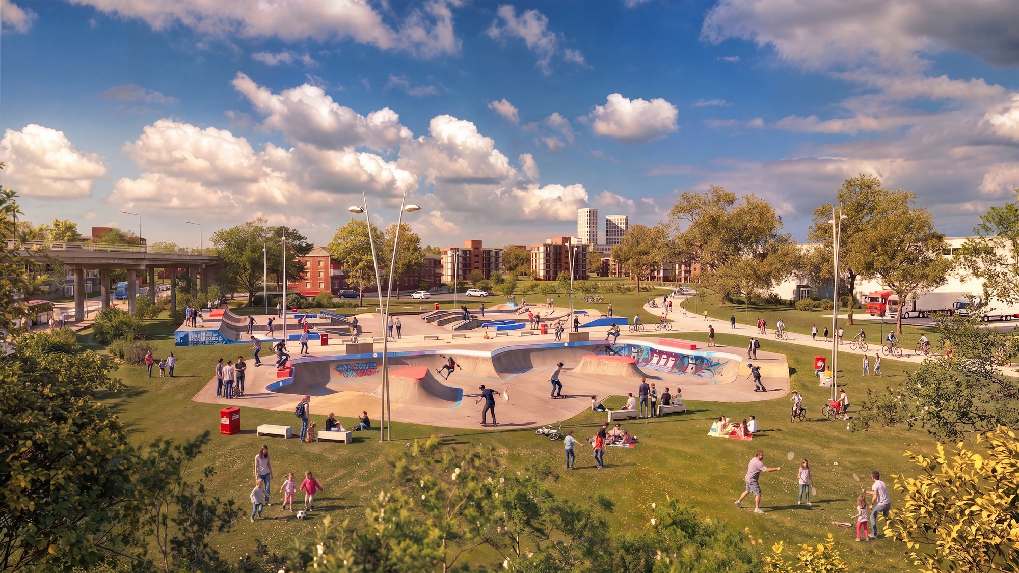 Die langfristige Vision des Ortes als öffentlicher Skatepark.