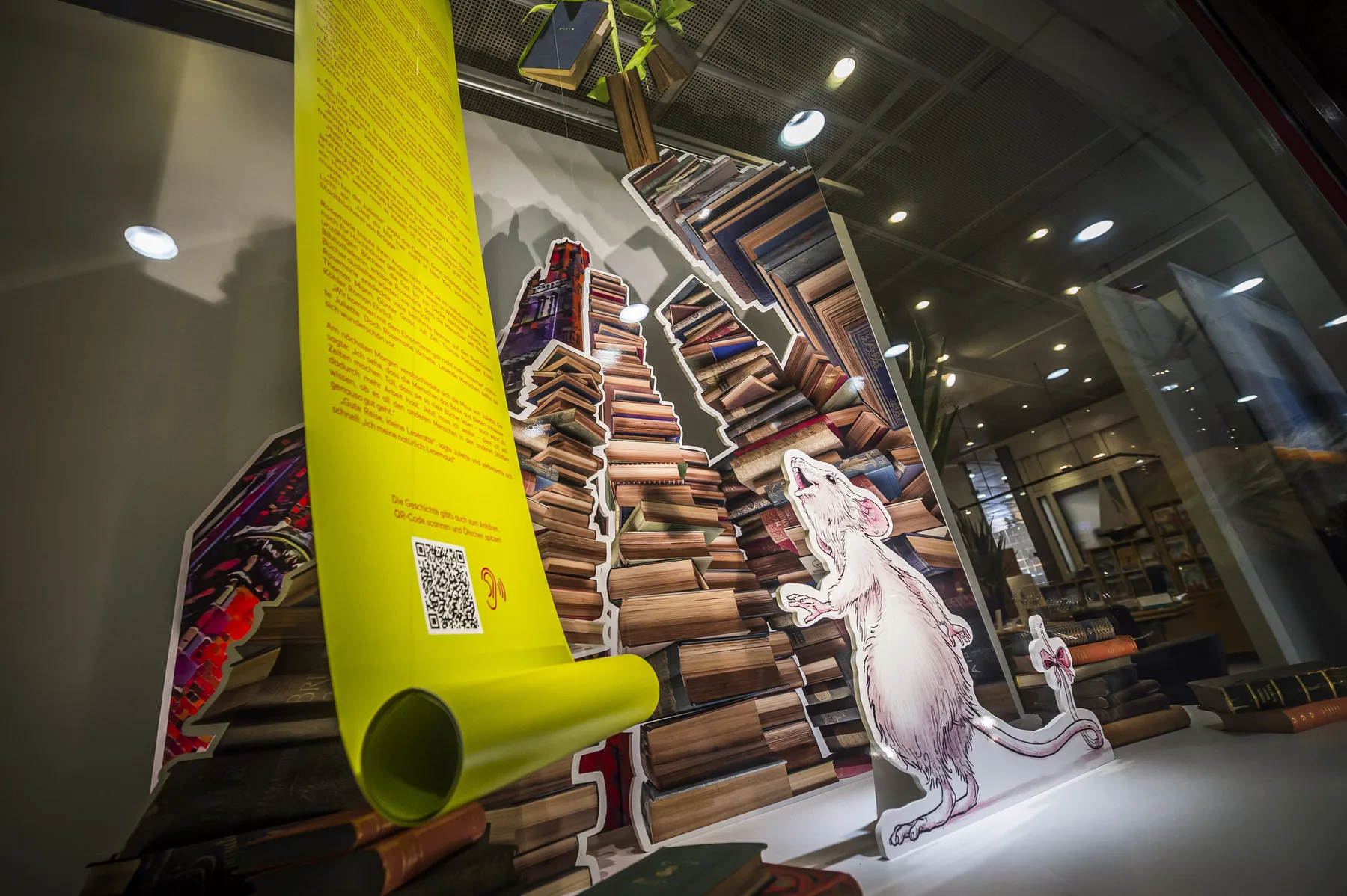 Rosemarie explores a fantastical landscape made of books.